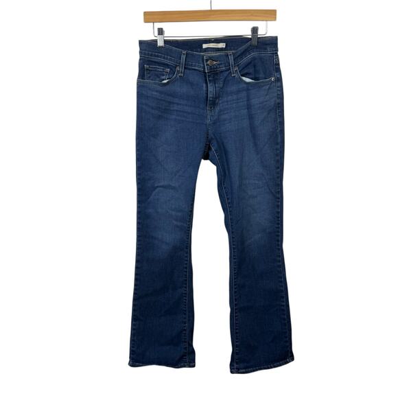 Levi Curvy Bootcut Jeans Women 29 Blue Dark Wash Western Boho Festival Concert - Picture 1 of 10